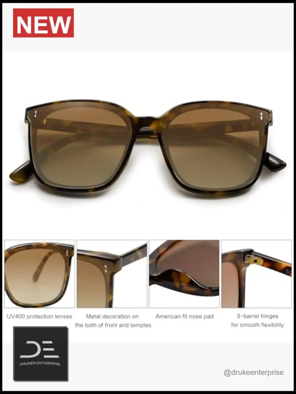 Vintage Style Square Sunglasses UV400 Protection Gift Set